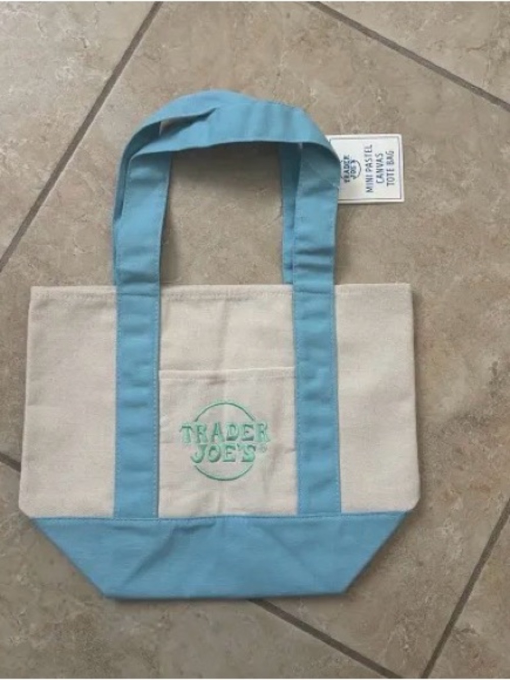 Very cute pastel blue tote Trader Joe’s